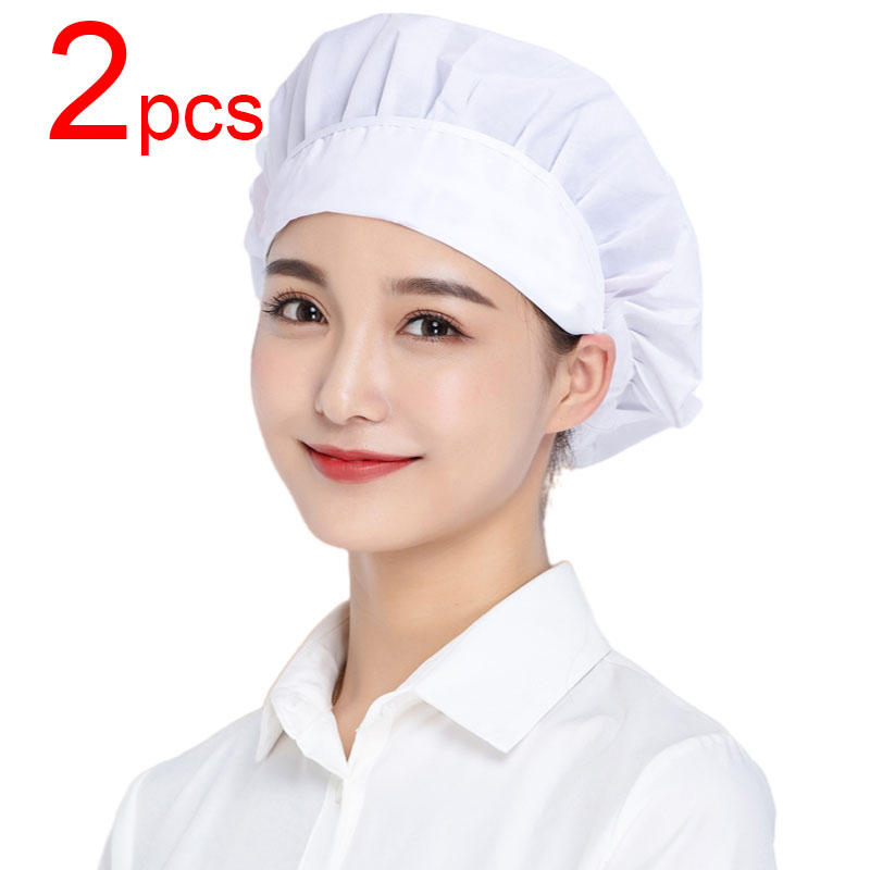Food Service Cook Hats Women Men Hair Cover Caps Workshop Hat Food Service Baking Cap Kitchen Cooking Visors Household Beanie: WHITE
