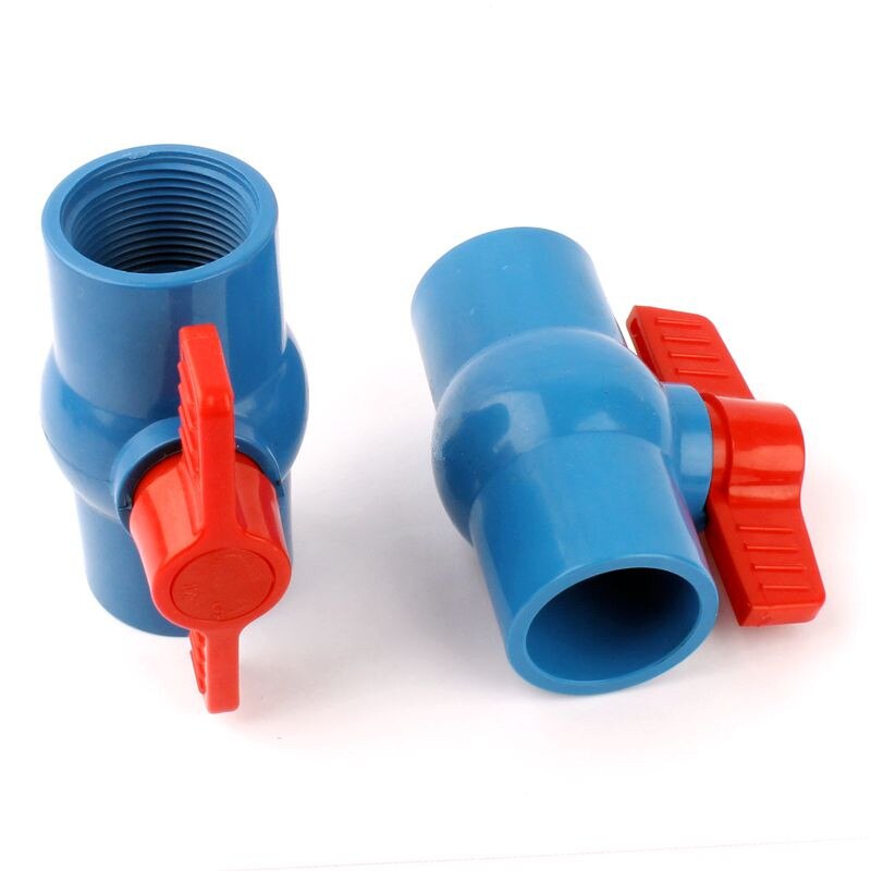 Inner Dia. 1 1/4" Female/40mm Socket Straight Trough Ball Valve Red Switch Ball Valve Blue PVC Valve Garden Irrigation Fittings