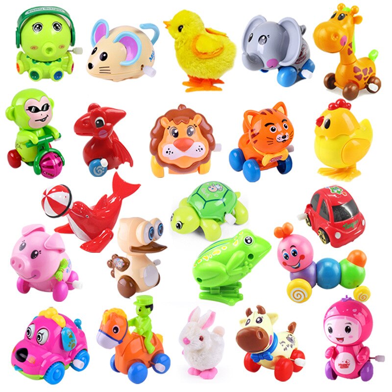 1PC Baby Children&#39;s Funny Wind-up Toys Kids Spring Clockwork Toy Mini Pull Back Cycling Pig/dinosaur/elephant/monkey Wind Up Toy