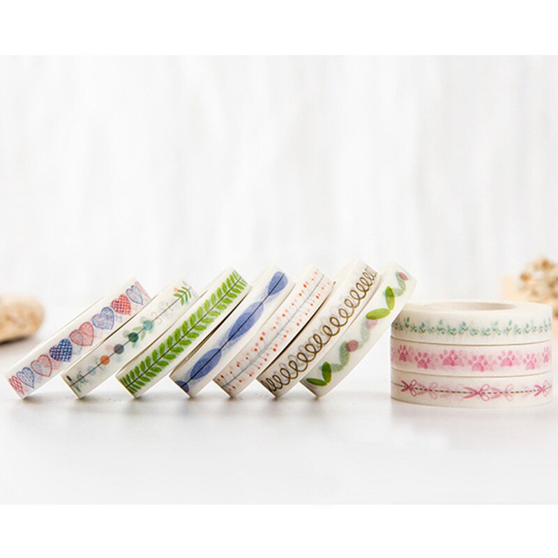 Washi Tape 10 m * 7mm Liefde En Bladeren Plant Scrapebooking Diy Stickers Decoratieve Afplakband Voor Verjaardagsfeestje decoratie