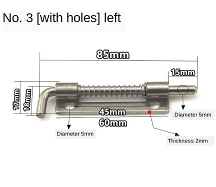 304 Stainless Steel loaded Hinge bisagras Security Spring bolt Barrel Latch for Industrial Welding Distribution Cabinet Hardware: 3-hole-L