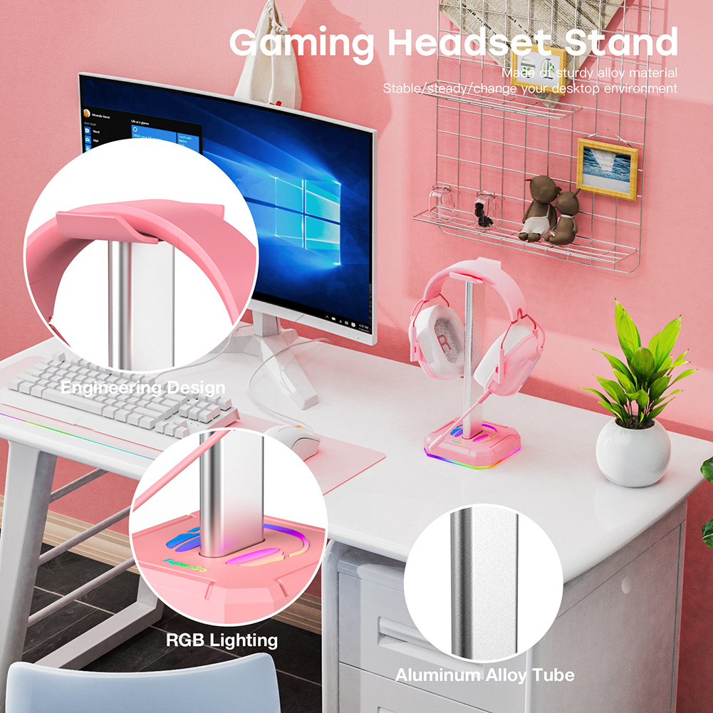 Universele Hoofdtelefoon Standaard Aluminuim Rgb Oortelefoon Hoofdhouder Ondersteuning Flexibele Hoofdsteun Mode Hoofdtelefoon Hanger Mobiele Telefoons