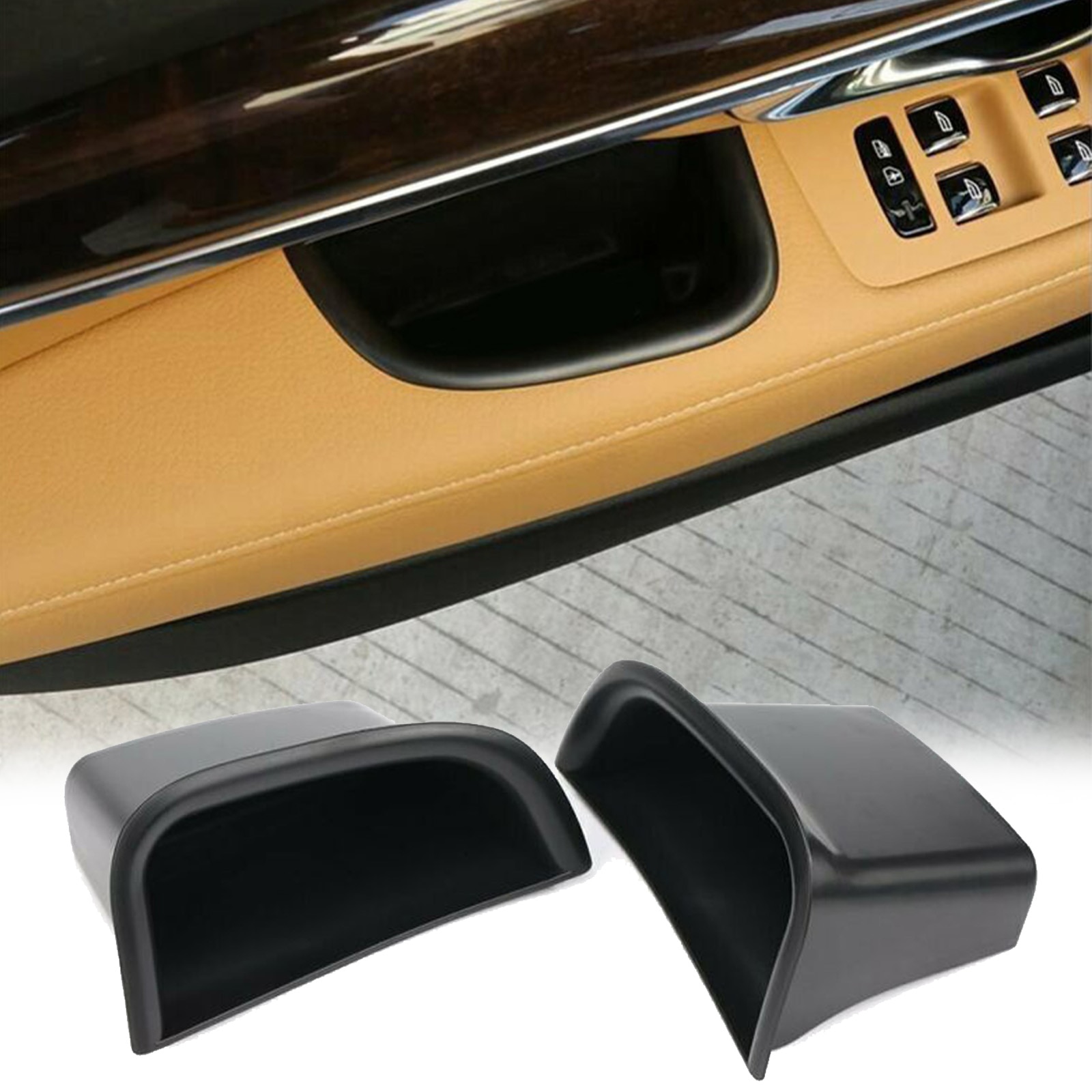 2pcs Car Inner Door Storage Box Plastic Black For Volvo S90 V90 CC Accessories Armrest Car Door Storage Boxes