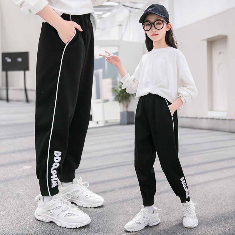 Pantalones de cintura elástica para niñas, ropa deportiva informal para chicas adolescentes de 5 a 14 años, , primavera y otoño