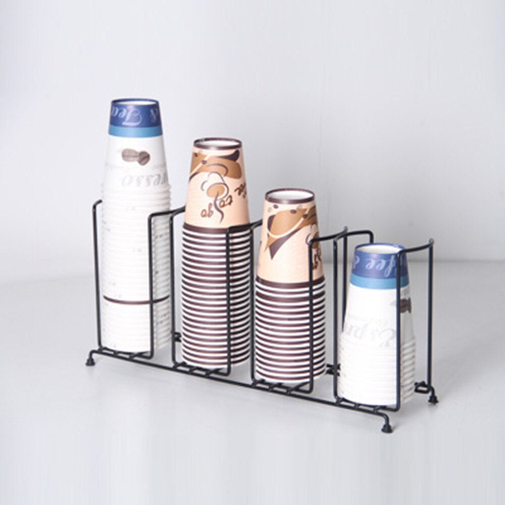 Home Decor Stainless Coffee Water Disposable Paper Cup Lid Dispensing Holder Dispenser Countertop Organizer Black