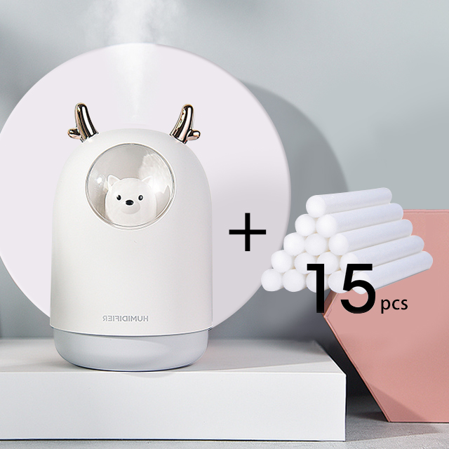 Electric Humidifier Aroma Air Diffuser Ultrasonic Air Humidifier Diffuser Cool Mist Maker For Home Essential Oil USB 300ml: white-15