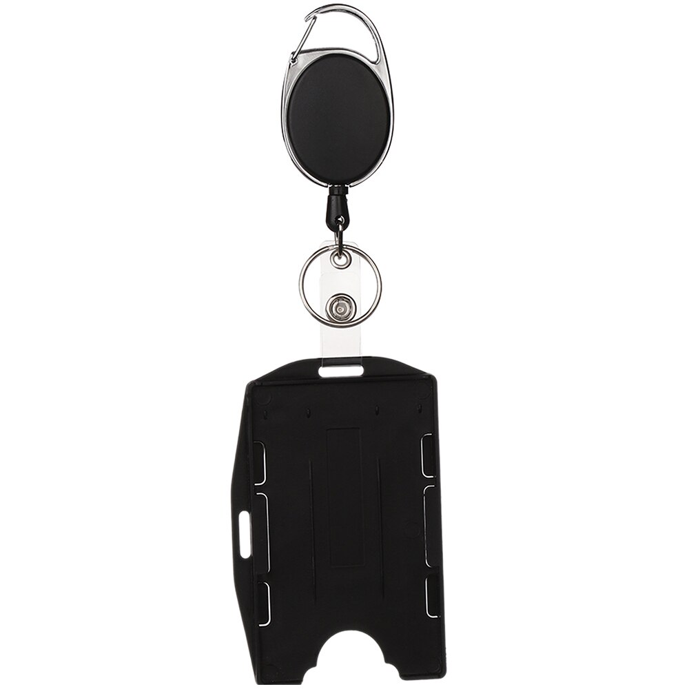 Credit Card Case Women Men Retractable Pull Badge Holders with Reel Clip and Clear ID Card Holder: black