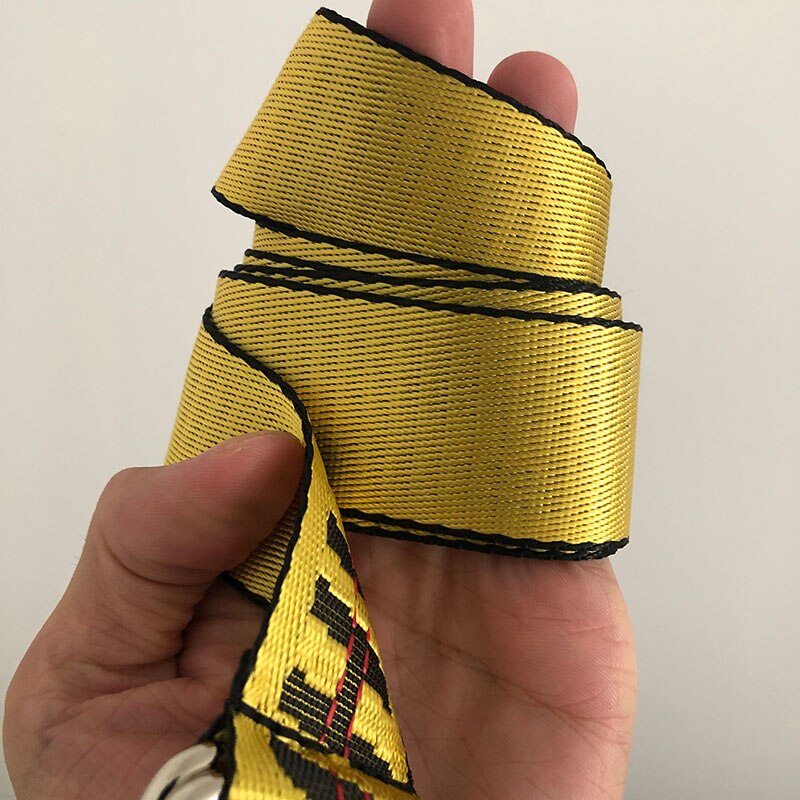 Gult bælte unisex lærred bælter bogstaver trykt d ring dobbelt spænde punk talje rem kvinder mænd teenager lang bred: Guld af bælte / 110cm