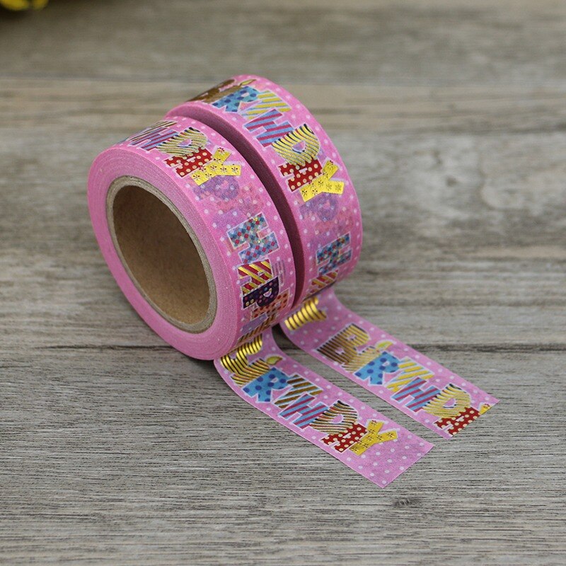 10M Decorative Foil Washi Tape HAPPY BIRTHDAY DIY Scrapbooking Sticker Label Japanese Masking tape School Office Supply
