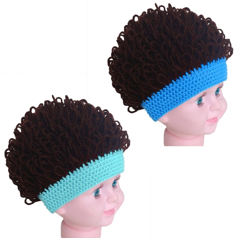 Novedad niños bebé niños pequeños peluca sombrero Cosplay apoyos de la foto de niño niña invierno peluca Afro de grandes para cabello rizado tapa 1-4T
