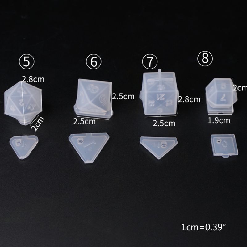 DIY Crystal Epoxy Mold Dice Fillet Shape Multi-spec Digital Game High Mirror Silicone Mould Making Accessories