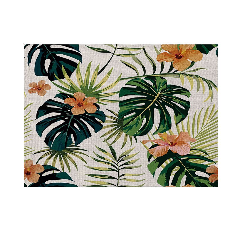 Geometrie Blumen Küche Tischset 42X32 Pflanzen Vogel Dekorative Baumwolle Leinen Tisch matt Westlichen Tischset Getränke Bahn Wasserdicht: 020