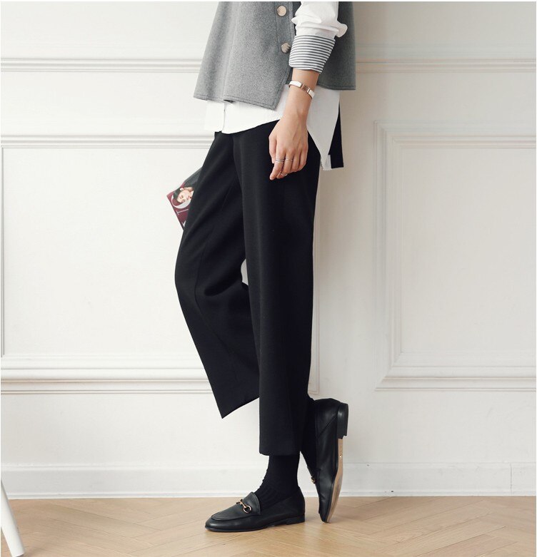 Women's Maternity Pants Work Office Wear Casual Flare Leg Loose Trousers Over The Belly Pregnancy Pants Capris Pregnant Clothing