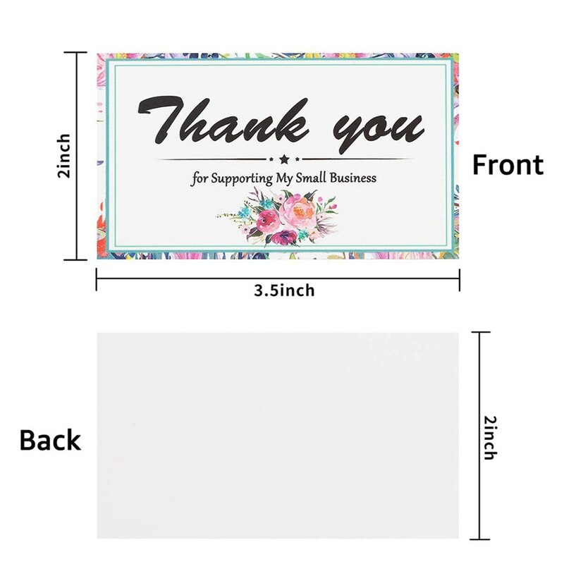 50Pcs/set Thank You for Supporting My Small Business Thank You Cards Paper Thanks Greeting Card for Bake Flower Store 9*5cm