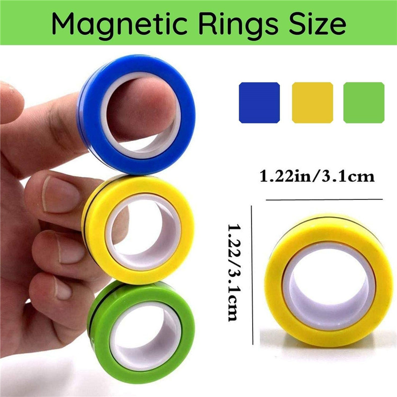 Grappige Relief Magnetische Ringen Fidget Speelgoed Voor Angst Anti-Stress Roller Vingertop Speelgoed Volwassen Kinderen Vinger Spinner Magische Ringen