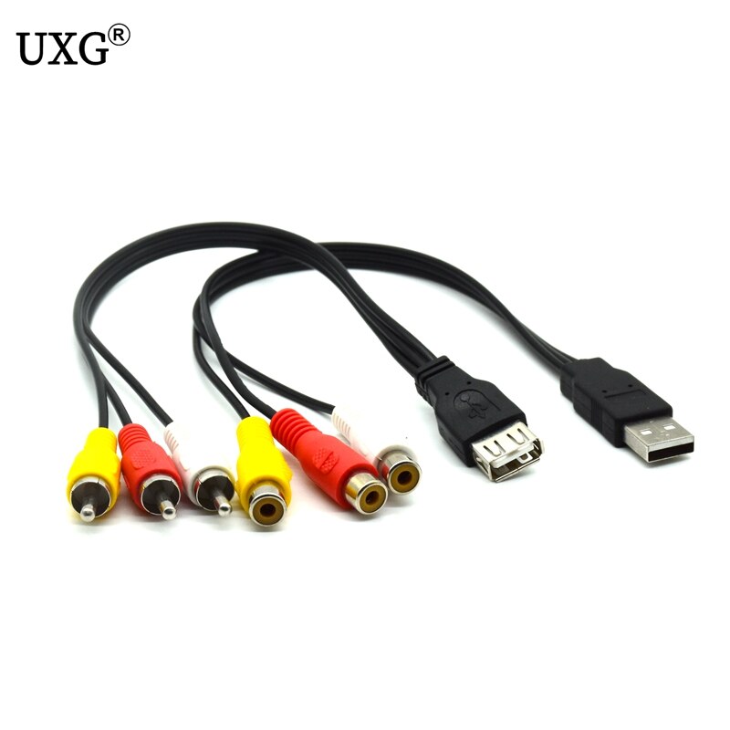 Adaptador USB macho a 3 RCA hembra, convertidor de Audio, Cable de vídeo AV A/V, Cable USB a RCA para HDTV, TV, Cable de televisión, 1 ud.
