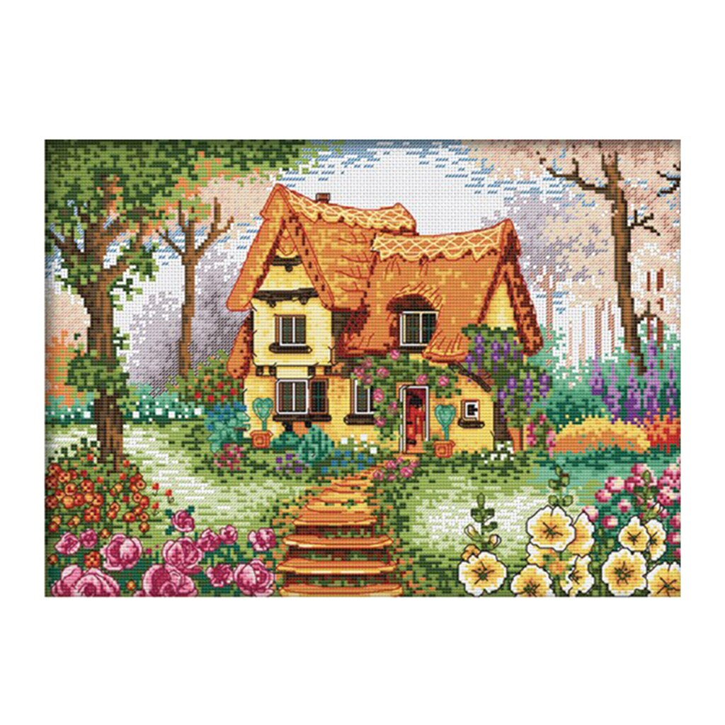 11CT Stamped Cross Stitch Kits Sew Patterns Cross-Stitch Pattern Beautiful House