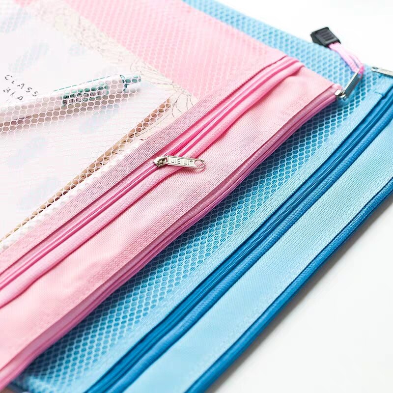 Bolsa de lona con cremallera A4, organizador de papel para documentos, bolsa protectora de almacenamiento, papelería, 2 capas, resistente al agua, novedad, 1 ud.