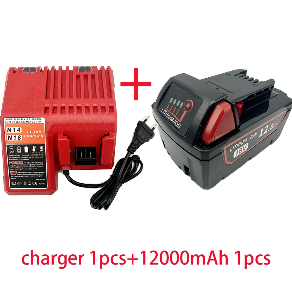 For Milwaukee M18 18V 12000mAh 18650 Lithium Replacement Battery For Milwaukee 48-11-1860 48-11-1850 48-11-1840 Tool Battery: Orange