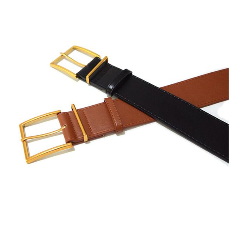 Cinturón ancho para mujer, cinturón Vintage con hebilla grande, cinturones negros para jeans, correa de piel sintética marrón, cinturones de vestir para mujer