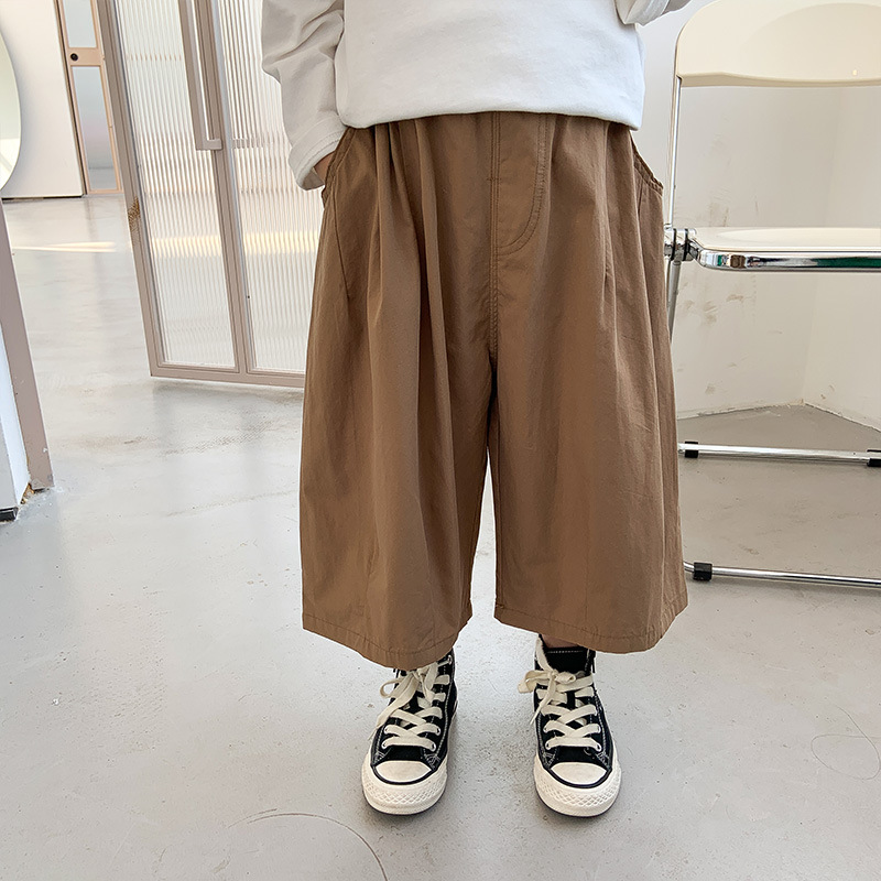 Pantaloni larghi larghi larghi per ragazzi nuovi estivi pantaloni sottili in cotone per bambini: khaki / 2T