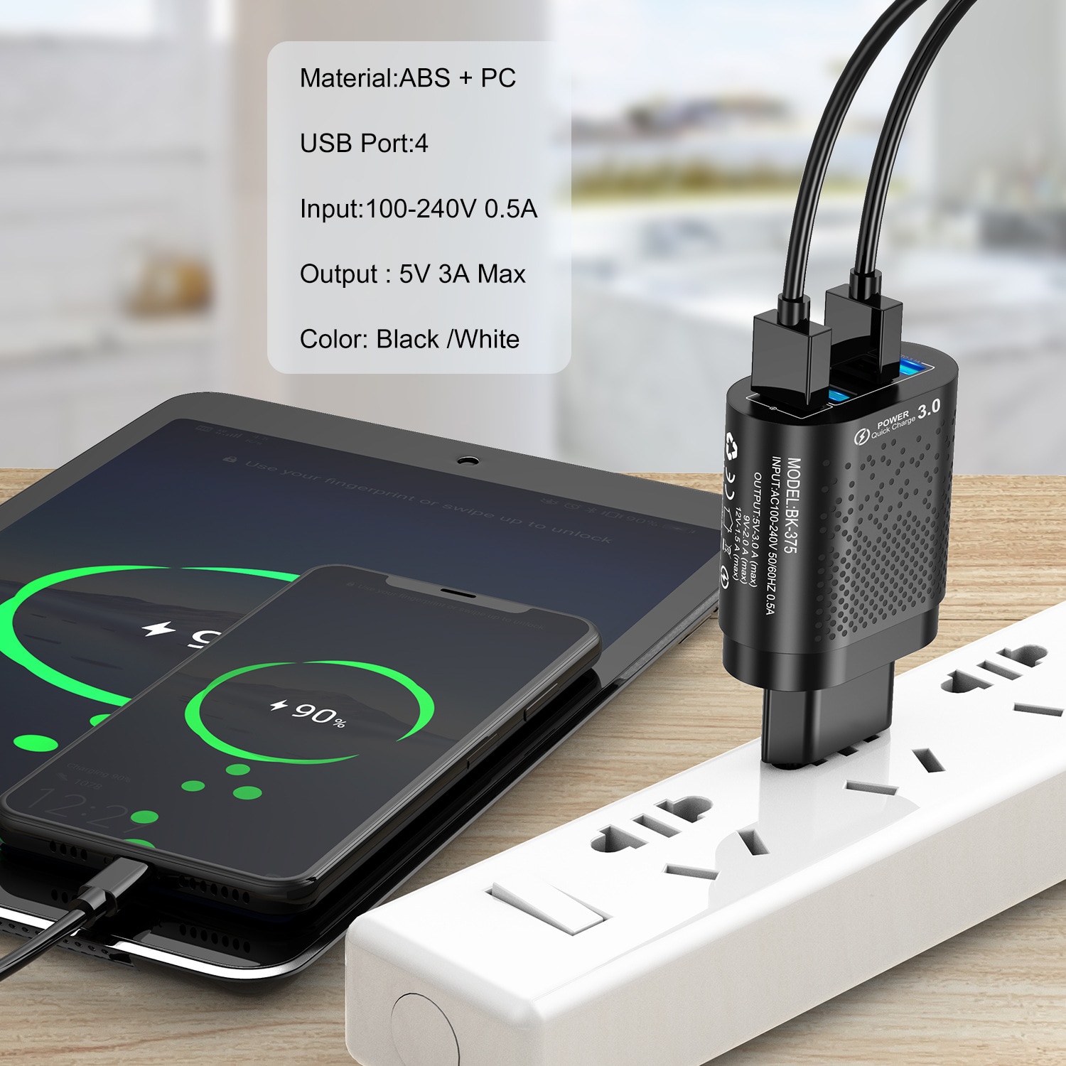 EU US charger 40W 3A Charger USB fast charging source adapter multi-function universal charging head Eurometer standard