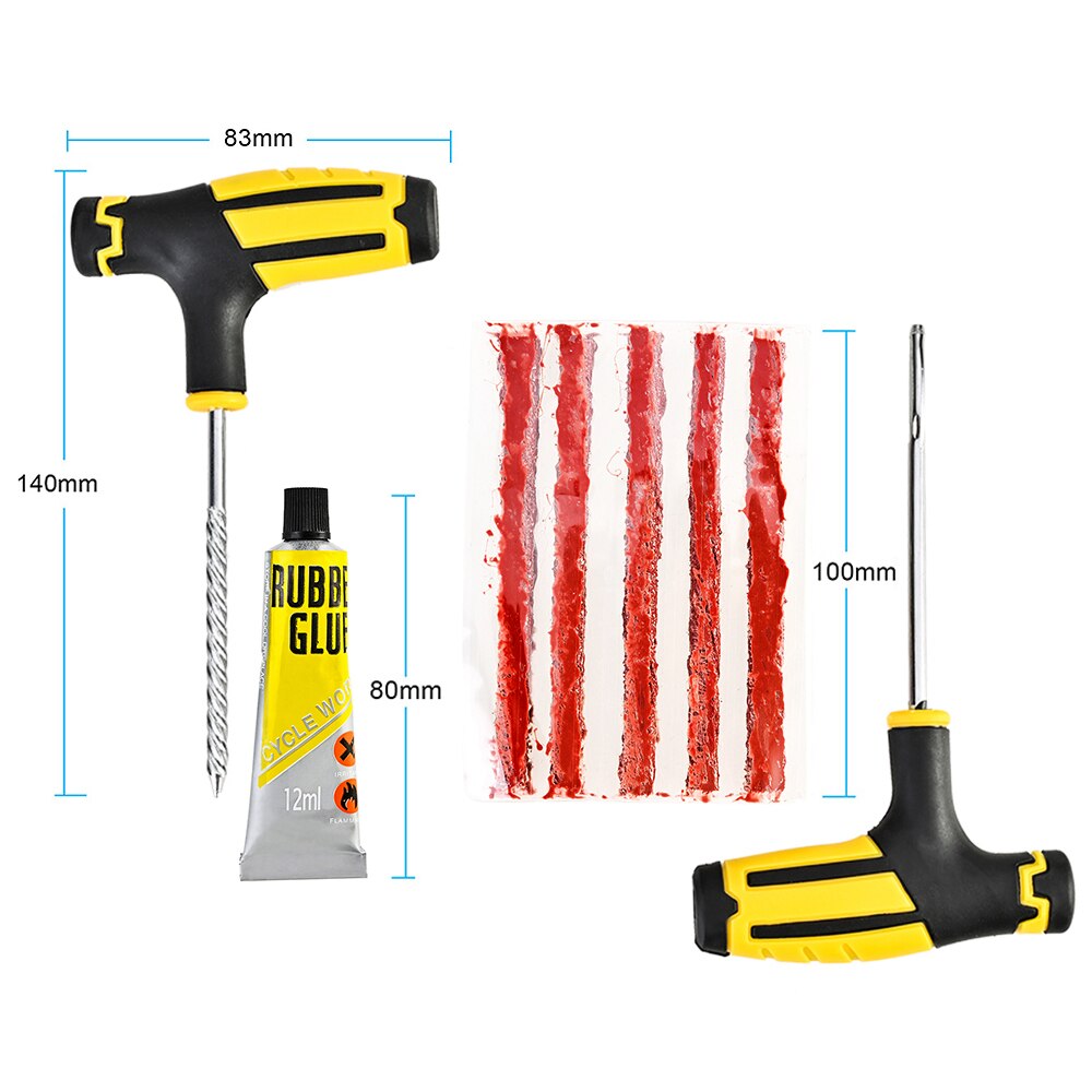 Universal set for repairing tubeless tires, tire repair tools, tool set (8 items)