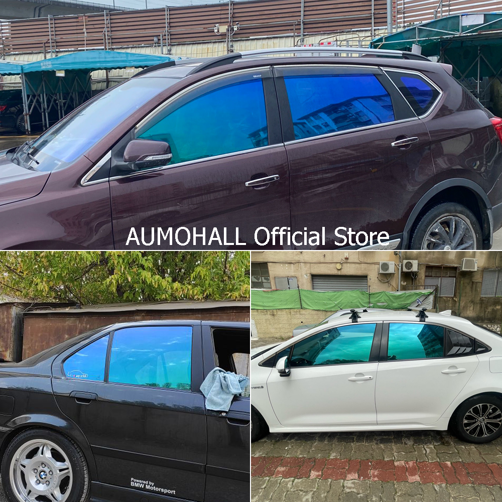 50x300cm Blue Chameleon VLT 67% Car Side Window Tint, Solar Film Shades Sticker Tinting Foils, Blue Change to Green