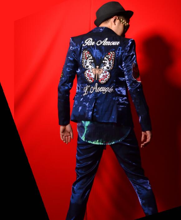 Blazer hombres trajes diseños rosa perla PU chaqueta para Hombre Trajes de escenario para cantantes ropa baile estilo estrella vestido punk rock