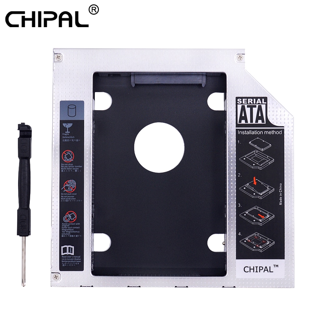 Chipal magnesiumlegierung 2nd hdd caddy 12.7mm sata 3.0 für 2.5 "ssd-gehäuse festplattengehäuse für laptop cd dvd rom optibay