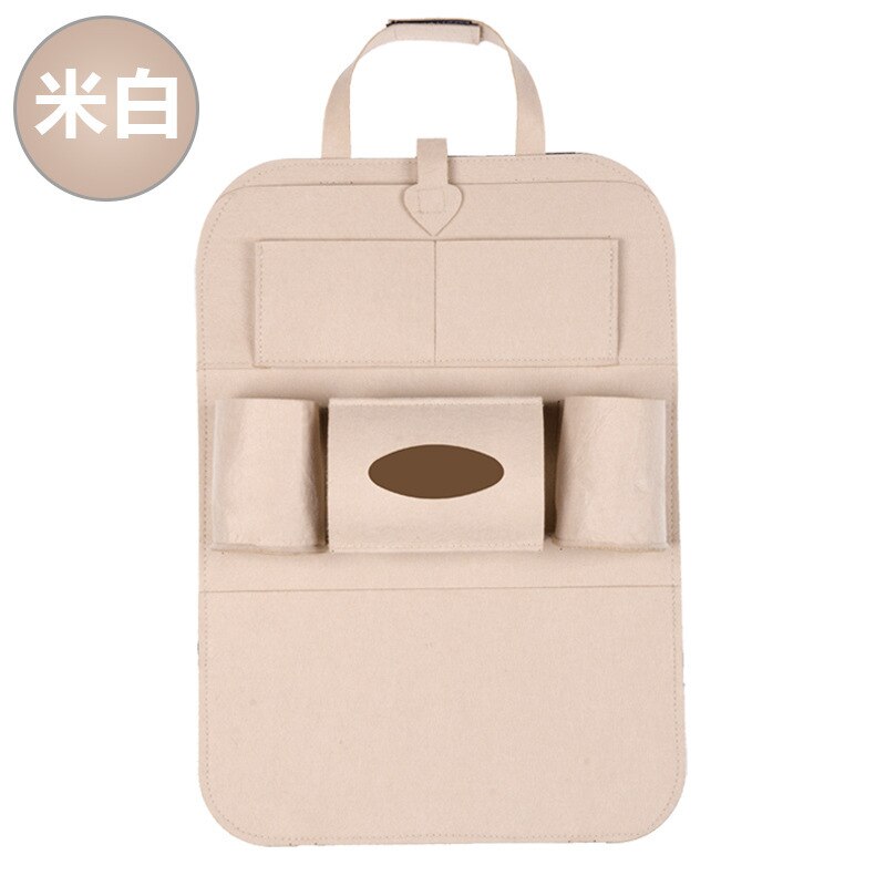 Auto Rugleuning Zak Opbergen Opruimen Seat Organizer Multifunctionele Opknoping Tas Dikke Roze Auto Opbergdoos: Beige (Thick)