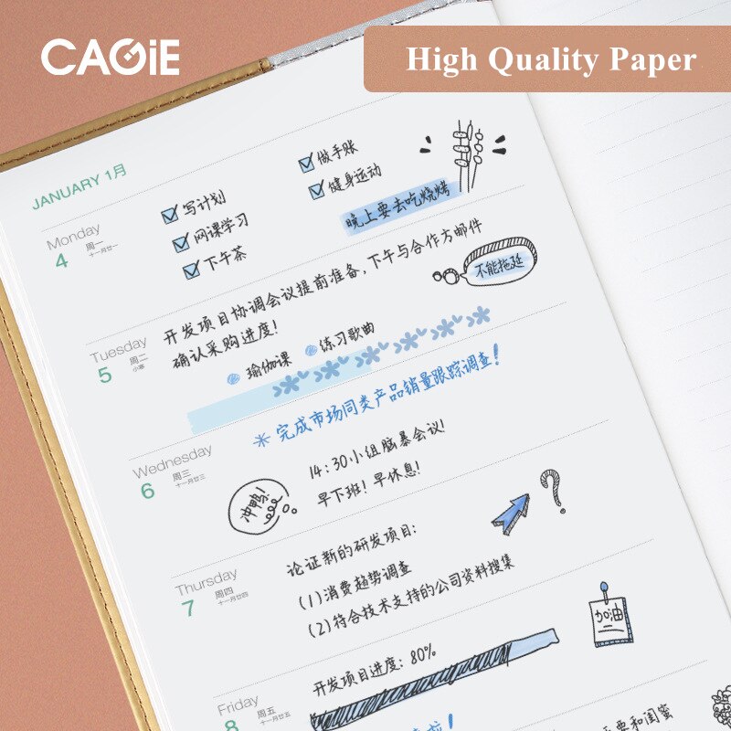 Simple A5 Notebook Weekly Handbook Daily Plan Efficiency Manual Universal Manual Organizer Planner Schedule Book