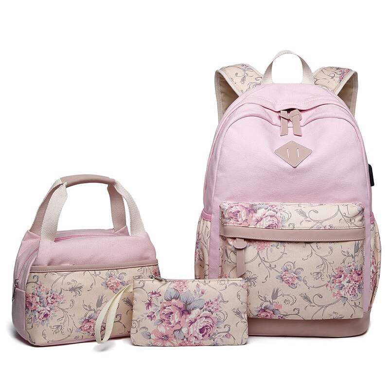 School-Bags-Set Mochilas Primary Backpack Girls Kids Princess Infantil 3pcs Escolar Satchel Knapsack Mochila: Pink