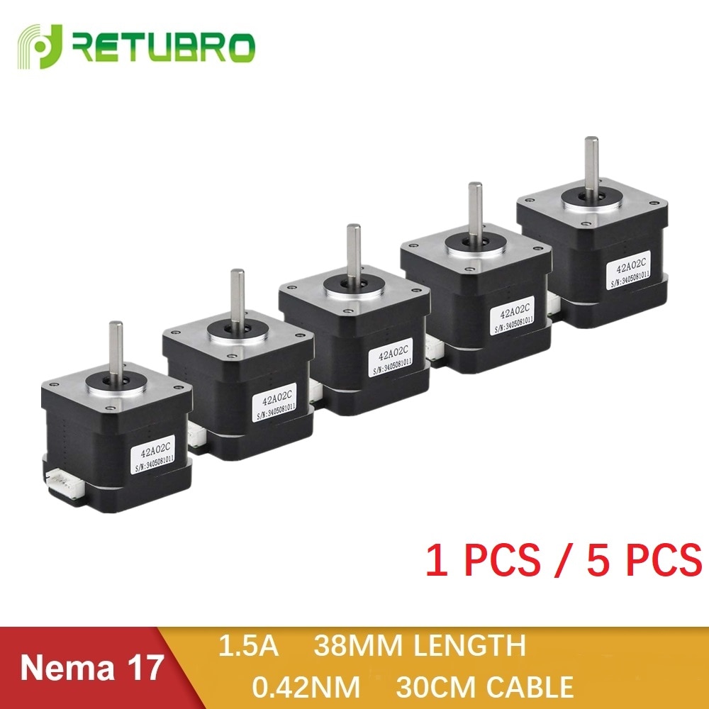 1PC/5PCS Nema 17 Stepper Motor 42 Ncm 1.5 A 38mm Length Hybrid Open Loop 2 Phase Small Motor Factory Direct for 3D Printer