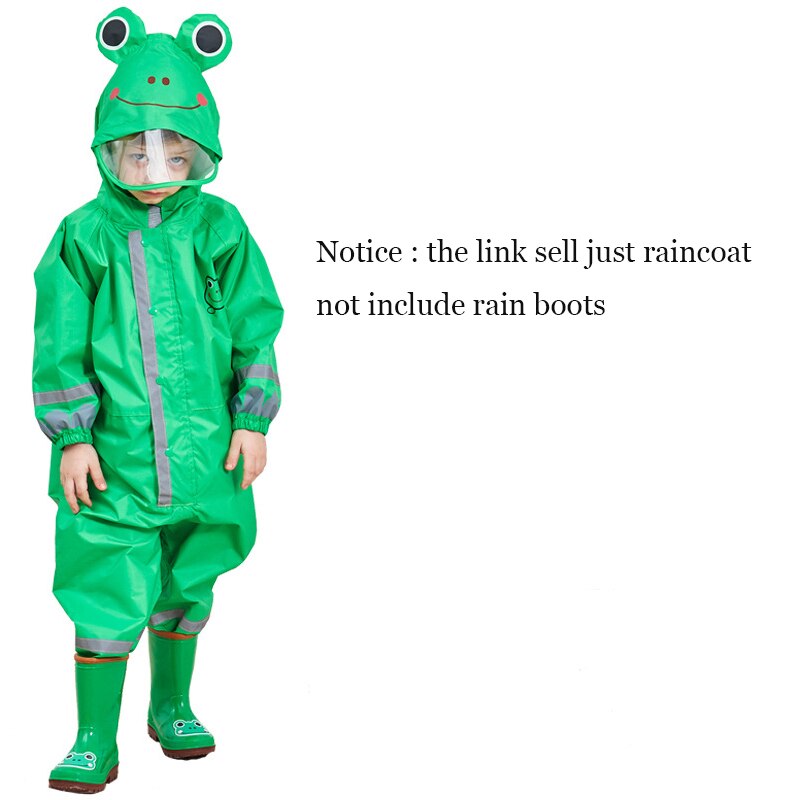 Chubasquero para niños de 3 a 10 años, Mono para niños y niñas con capucha, ropa de lluvia para bebés de dibujos animados de una pieza y pantalones reflectantes de seguridad: green / L