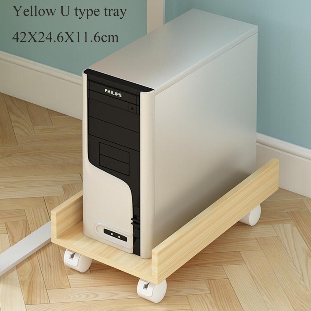 Multifunctionele Houten Rek Voor Computer Belangrijkste Processor Case Office Huis Gebruik Pc Host Ondersteuning Universele Kleurrijke Houten Lade: Yellow U type tray
