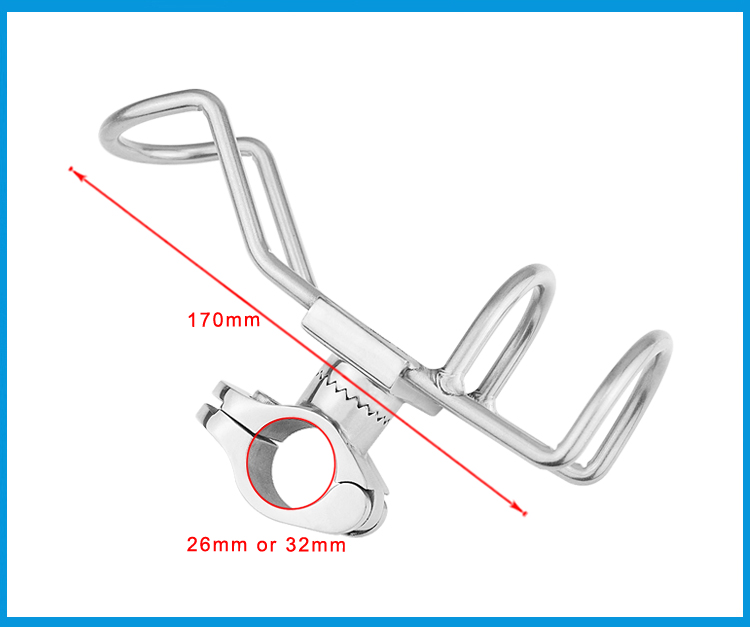 2X Marine Grade Stainless Steel 316 fishing rod rack holder pole bracket support clamp on rail mount 26 or 32mm boat Accessories