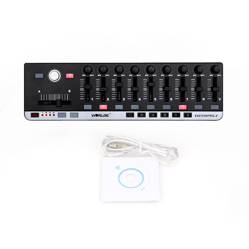 Mini USB 9 Portable MIDI Slim-Line Controller 4 Programmable Memory Banks with USB Cable