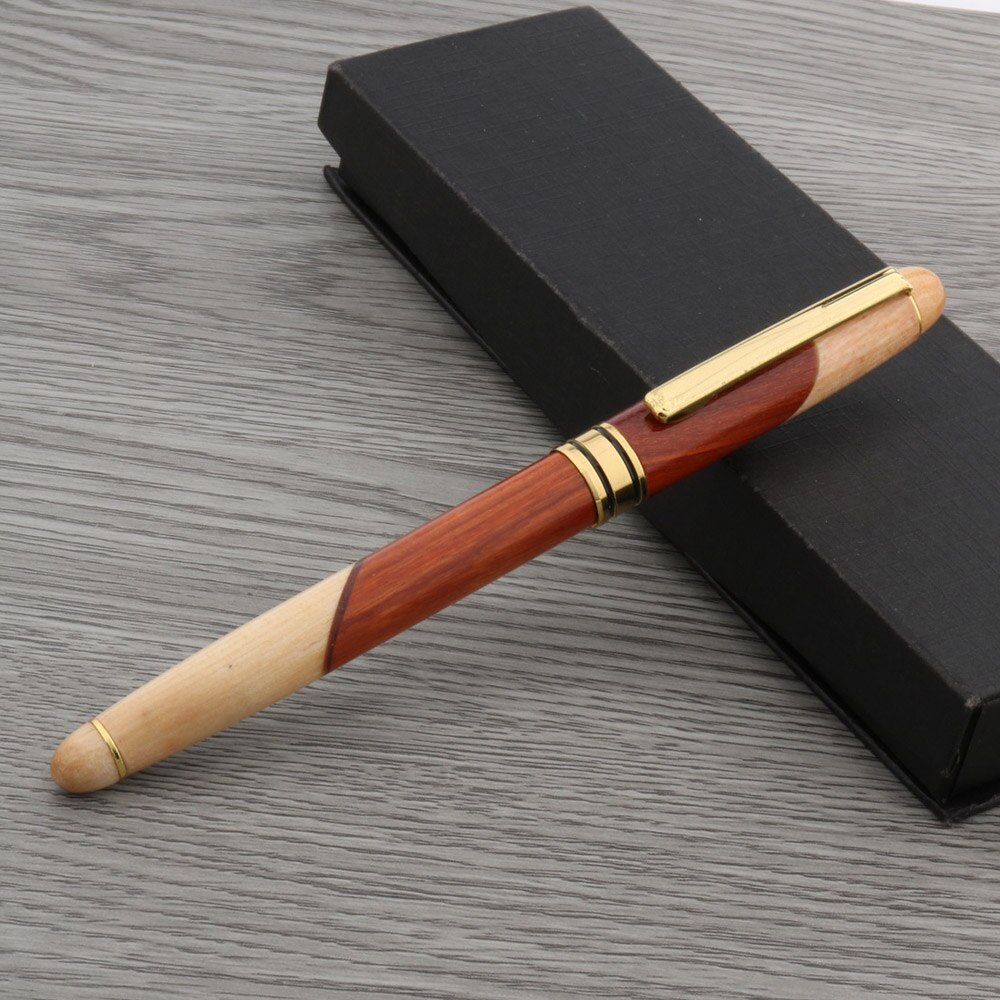 De lujo de rojo blanco pluma fuente de empalme de madera de lujo de oro M tinta bolígrafos de papelería de la Escuela de la Oficina suministros nuevos