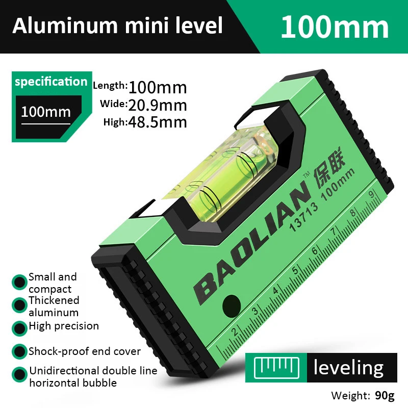 High Precision Level Ruler,Multi-function Magnetic Level Ruler,Aluminum Structure Spirit Bubble Level Gauge Horizontal Measure: Red