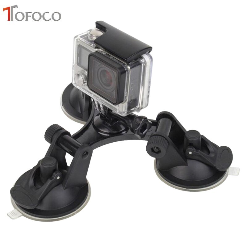 TOFOCO Car Windshield Triple Vacuum Suction Cup Mount Small Size Sucker for GoPro Hero 2 3 3+ 4 5 SJ5000 SJ4000 Xiaomi Yi