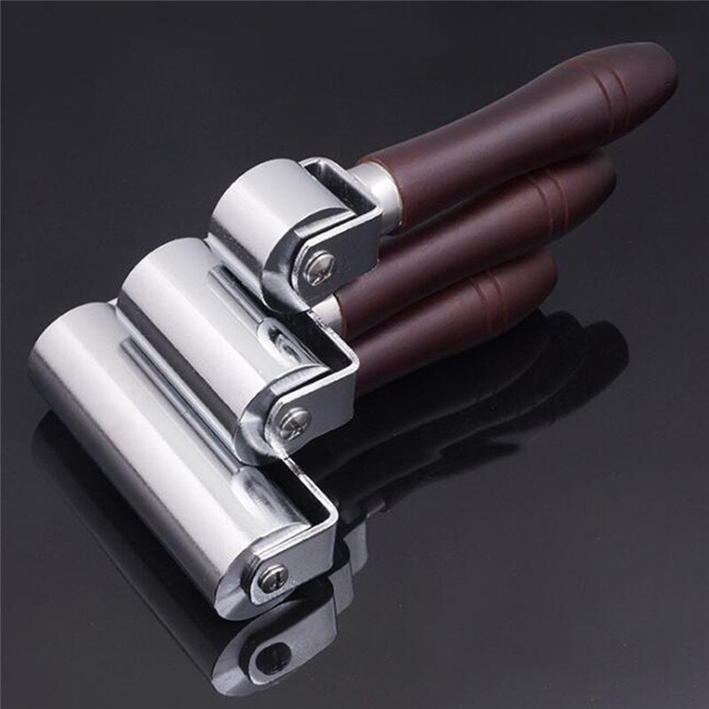 Hand Roller Staal Platte Druk Roller Diy Leer Lege Ondersteuning Apparaat Degelrol Wiellager Lederen Gereedschap