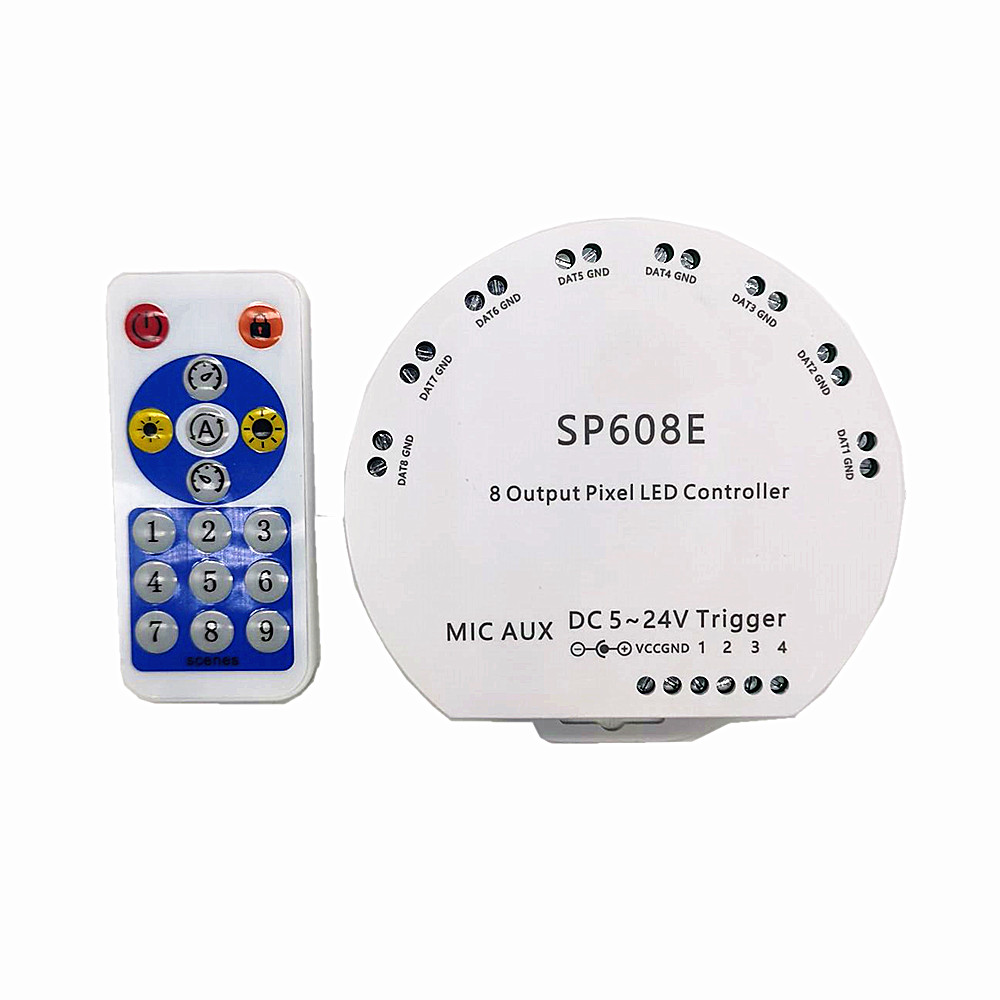 WS2812B Bluetooth App Muziek Controller Met Afstandsbediening SP608E 8 Ch SP602E 4 Ch WS2811 WS2815 Led Light Strip Ios Android app 5V-24V