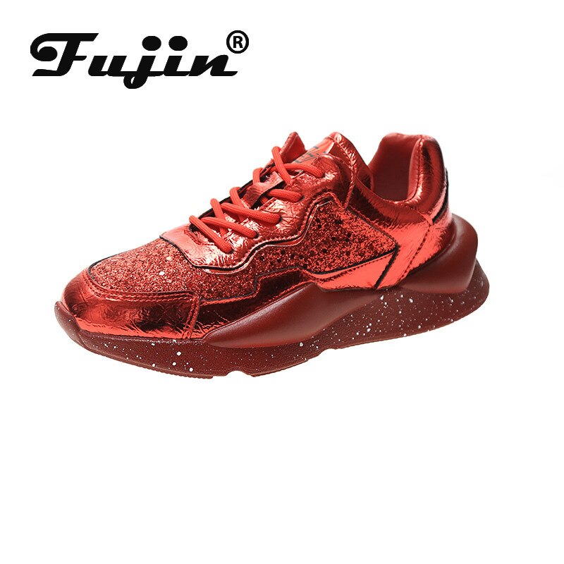 Fujin dames sneakers lente pailletten platform ademende dikke schoenen dames ins dikke bodem dames casual schoenen
