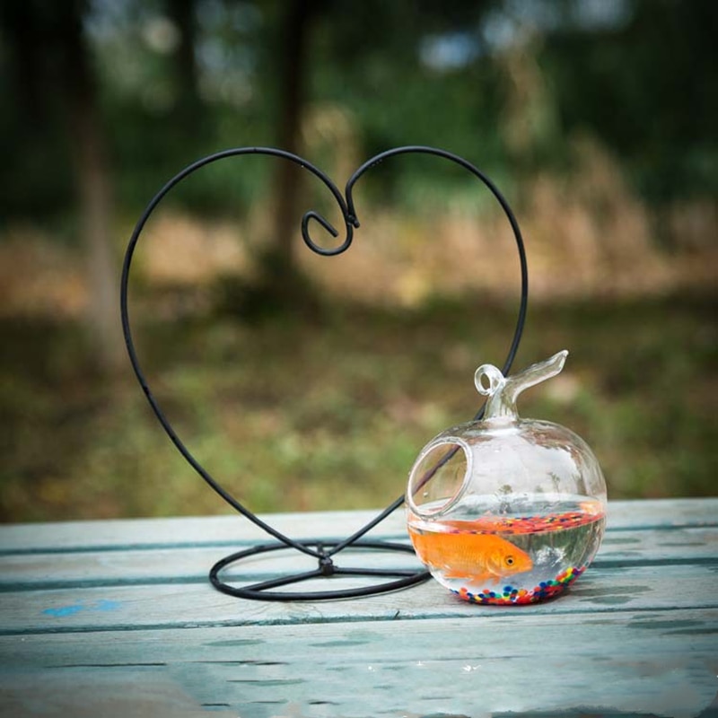Ecosphère boule de poisson rouge suspendue | En forme de amour, Vase de fleur d'aquarium, bol de Table pour petit animal de compagnie, accessoire
