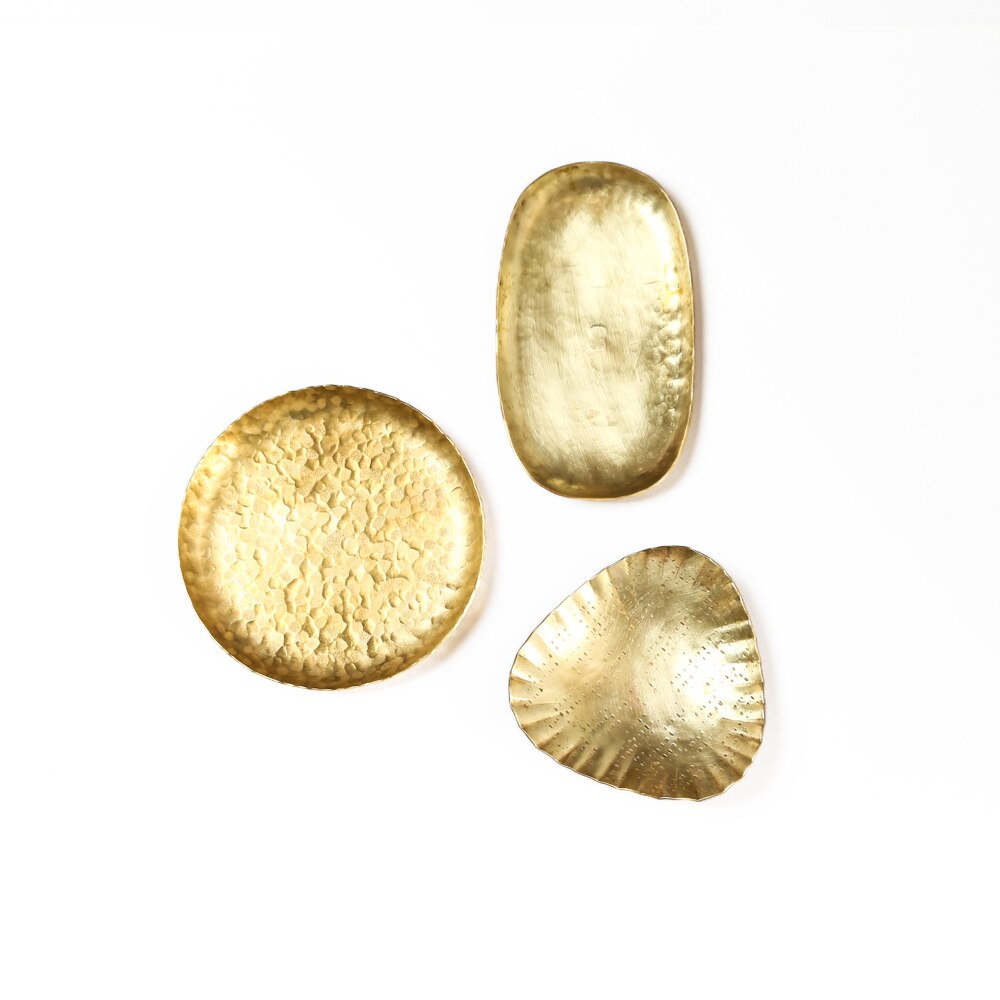 Guld koppar metallplattor organisatör bricka snack bricka lyx konst heminredning