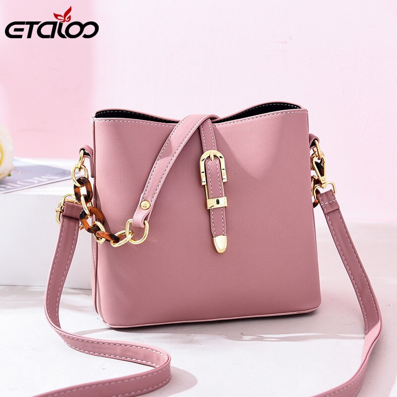 Bucket Shoulder Bag Women Chains Crossbody Bag Female Belt lock Messenger Bags Ladies PU Leather Handbag Women's Bag