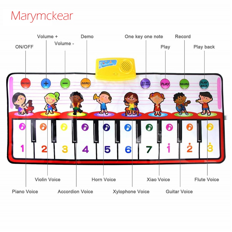 100x40cm Musical Mat 10 Keys Piano Toy 8 Musical Instruments Sounds Electronic Music Rug Children Piano Educational Toys