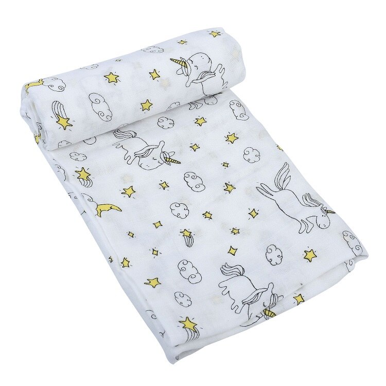 Baby produFlamingo Organic Baby Swaddle Muslin Bamboo Cotton Baby Blanket Diapers Envelope For Discharge Newborns Wrap Bedding: SX0007-1
