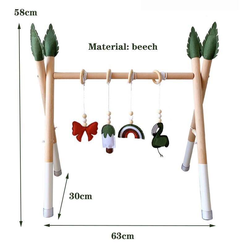 1Set Nordic Style Baby Gym Play Nursery Sensory Ring-pull Toy Wooden Frame Infant Room Toddler Clothes Rack Kids Room Decor: 3